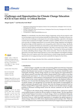 Challenges and Opportunities for Climate Change Education (CCE) in East Africa: a Critical Review