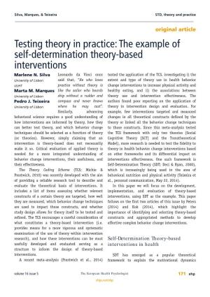 The Example of Self-Determination Theory-Based Interventions Marlene N