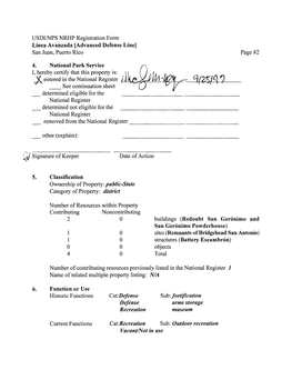 USDI/NPS NRHP Registration Form Linea Avanzada [Advanced Defense Line] San Juan, Puerto Rico Page #2
