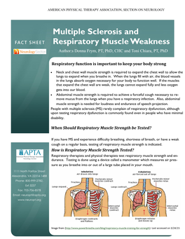 Multiple Sclerosis and Respiratory Muscle Weakness