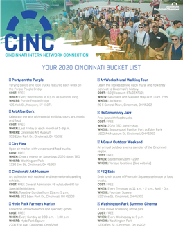CINC Bucket List