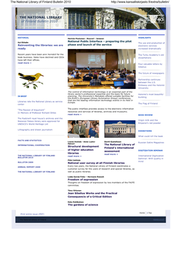 The National Library of Finland Bulletin 2010