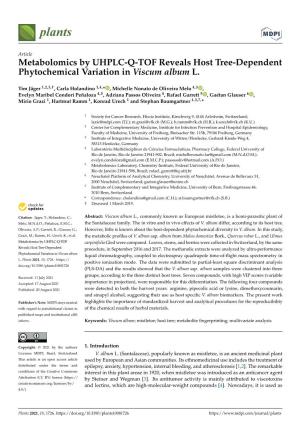 Metabolomics by UHPLC-Q-TOF Reveals Host Tree-Dependent Phytochemical Variation in Viscum Album L
