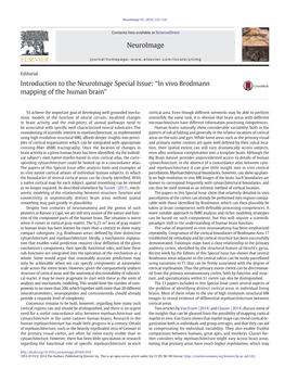 In Vivo Brodmann Mapping of the Human Brain”