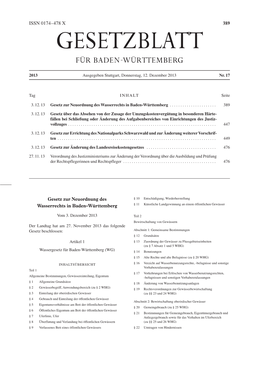 Gesetzblatt Für Baden-Württemberg