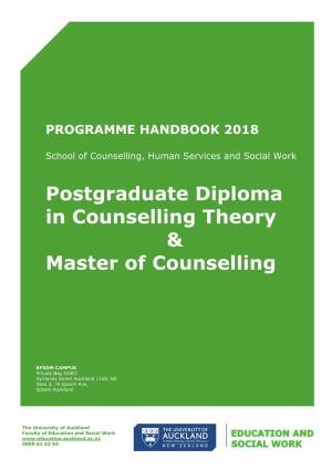 Postgraduate Diploma in Counselling Theory & Master of Counselling