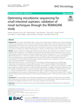 Optimizing Microbiome Sequencing for Small Intestinal Aspirates