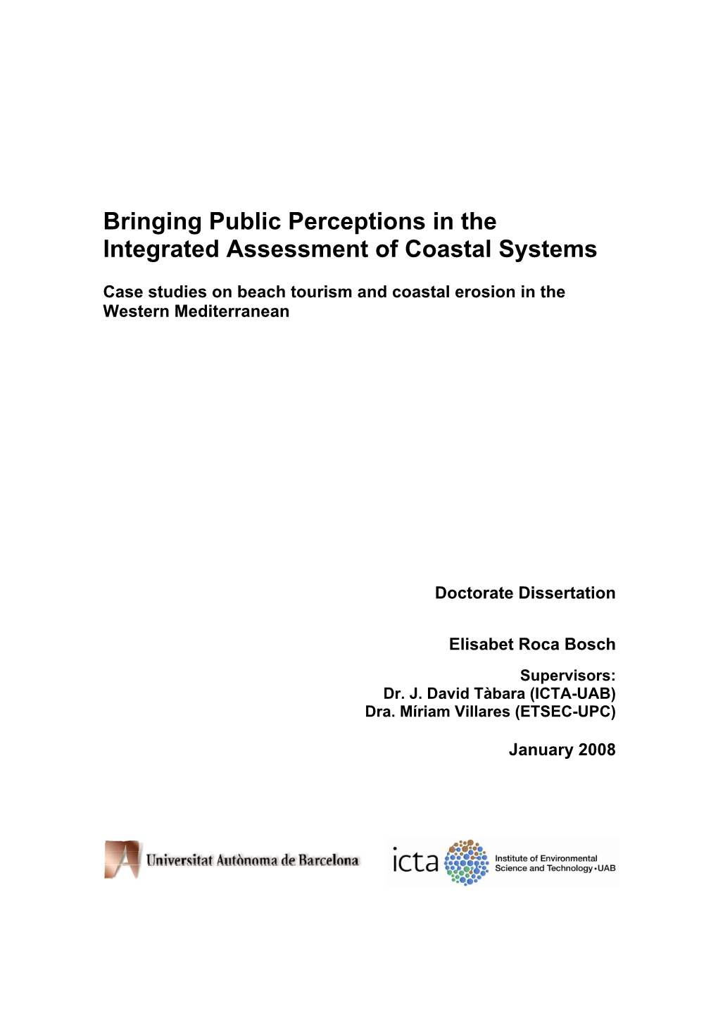 Bringing Public Perceptions in the Integrated Assessment of Coastal Systems