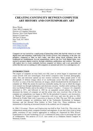 Creating Continuity Between Computer Art History and Contemporary Art