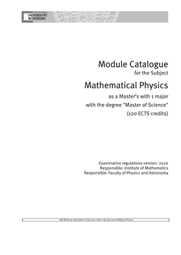 Module Catalogue Mathematical Physics