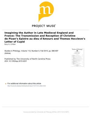 Imagining the Author in Late Medieval England and France