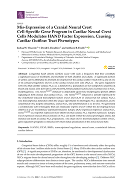 Mis-Expression of a Cranial Neural Crest Cell-Specific Gene Program in Cardiac Neural Crest Cells Modulates HAND Factor Expressi