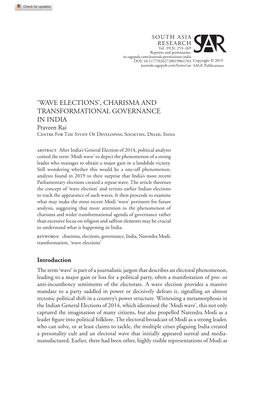 'Wave Elections', Charisma and Transformational Governance in India