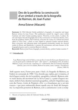 La Construcció D'un Símbol a Través De La Biografia De Raimon