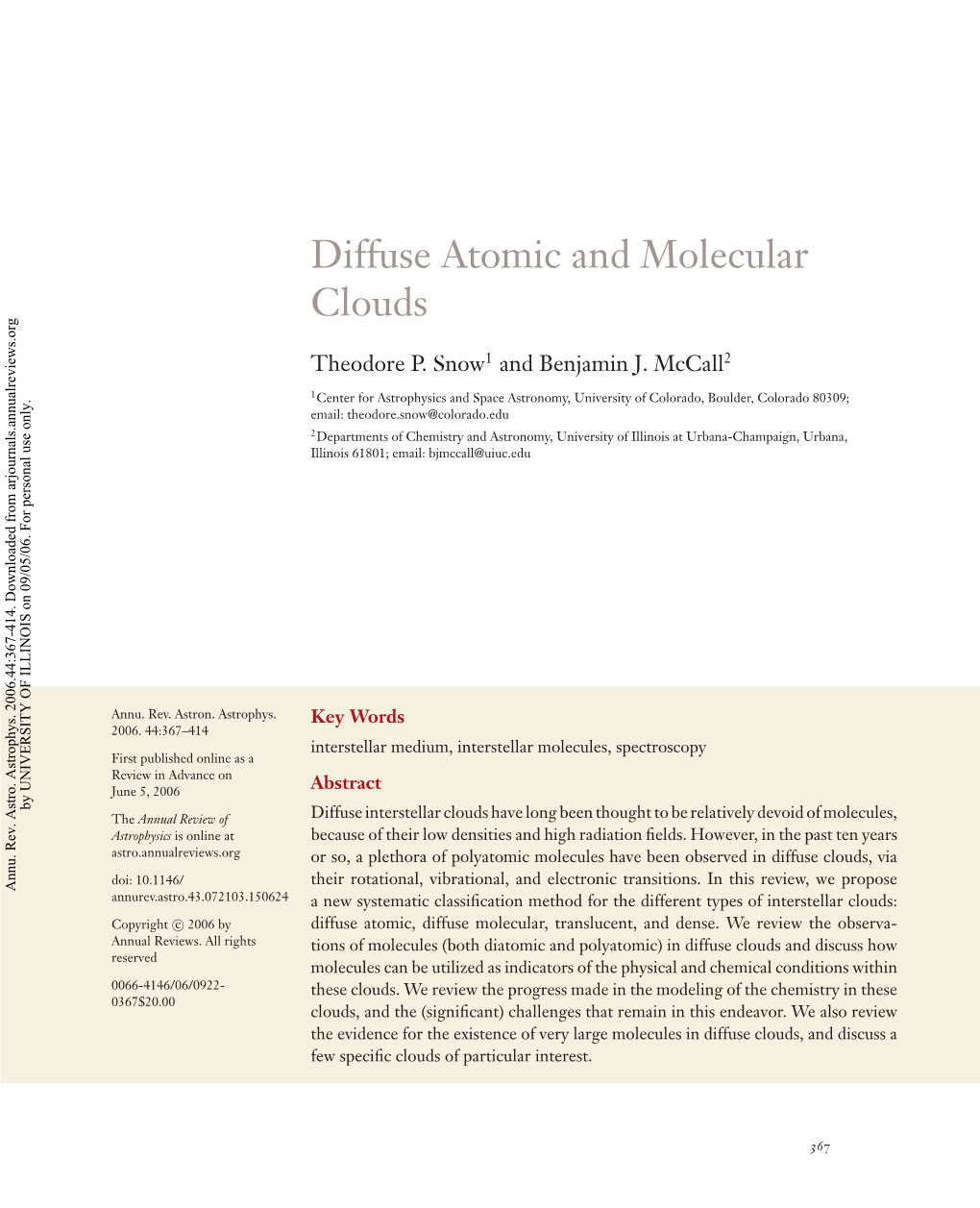 Diffuse Atomic and Molecular Clouds