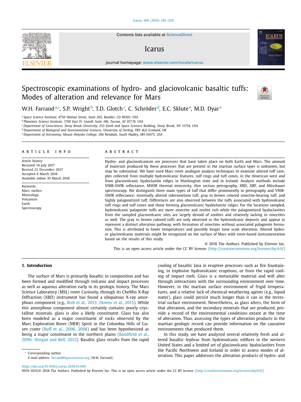 And Glaciovolcanic Basaltic Tuffs: Modes of Alteration and Relevance for Mars