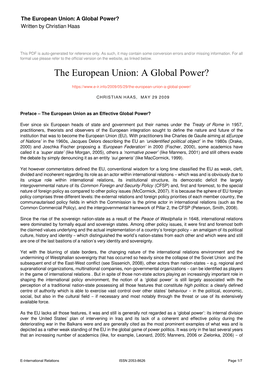 The European Union: a Global Power? Written by Christian Haas