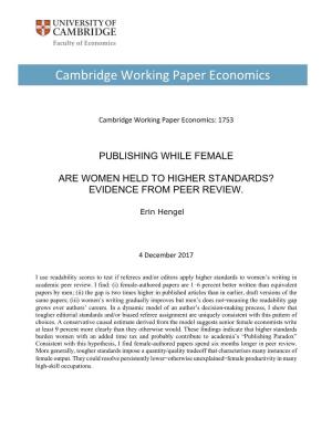 Cambridge Working Paper Economics