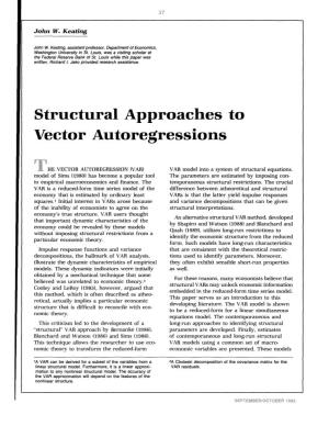 Structural Approaches to Vector Autoregressions Cia It HE VECTOR AUTOREGRESSION (VAR) VAR Model Into a System of Structural Equations