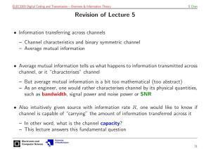 Revision of Lecture 5