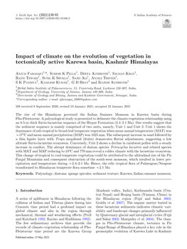 Impact of Climate on the Evolution of Vegetation in Tectonically Active Karewa Basin, Kashmir Himalayas