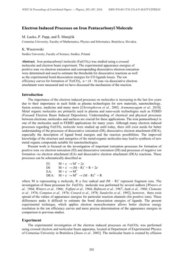 Electron Induced Processes on Iron Pentacarbonyl Molecule