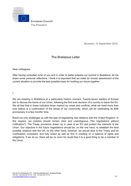 The Bratislava Letter