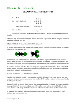 Answers DRAWING ORGANIC STRUCTURES