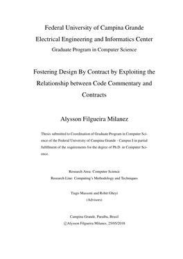Federal University of Campina Grande Electrical Engineering and Informatics Center Fostering Design by Contract by Exploiting Th