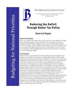 Reducing the Deficit Through Better Tax Policy