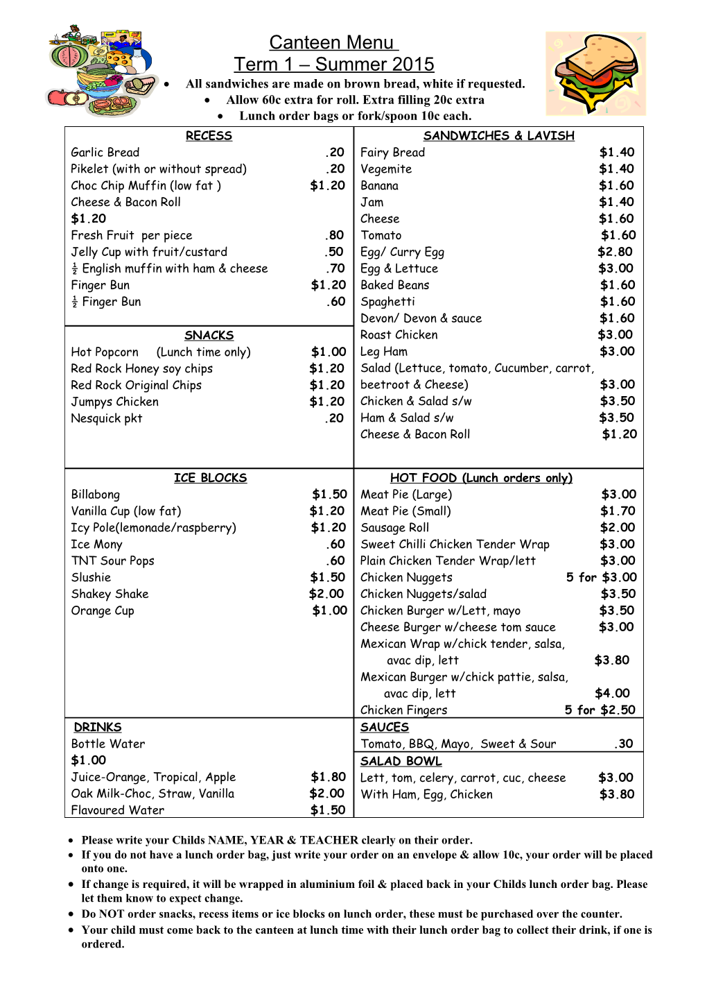 Canteen Roster Term 2 WINTER 2008