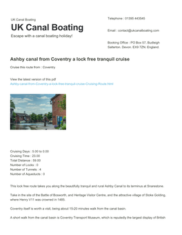 Ashby Canal from Coventry a Lock Free Tranquil Cruise | UK Canal Boating