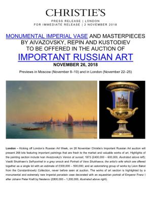 Important Russian Art November 26, 2018