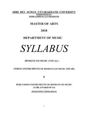 Syllabus of Hindustani Music (Vocal)