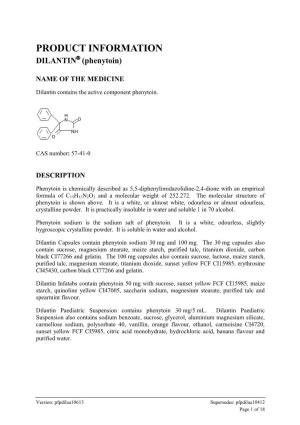 PRODUCT INFORMATION DILANTIN (Phenytoin)