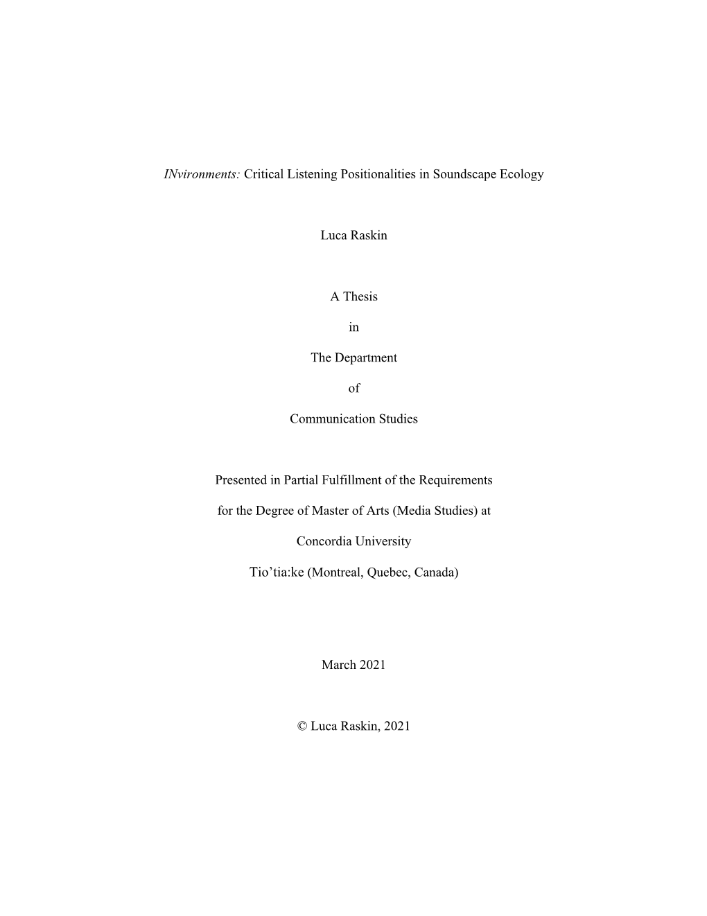 Invironments: Critical Listening Positionalities in Soundscape Ecology