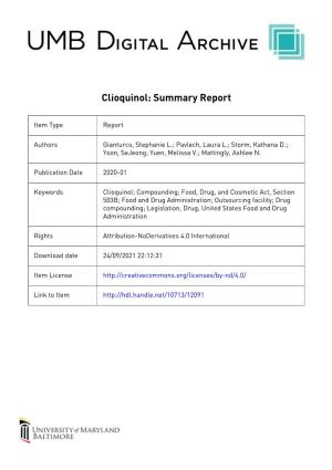 Clioquinol: Summary Report