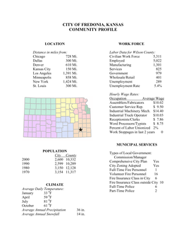 City of Fredonia, Kansas Community Profile