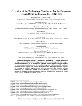 Overview of the Technology Candidates for the European Ground Systems Common Core (EGS-CC)
