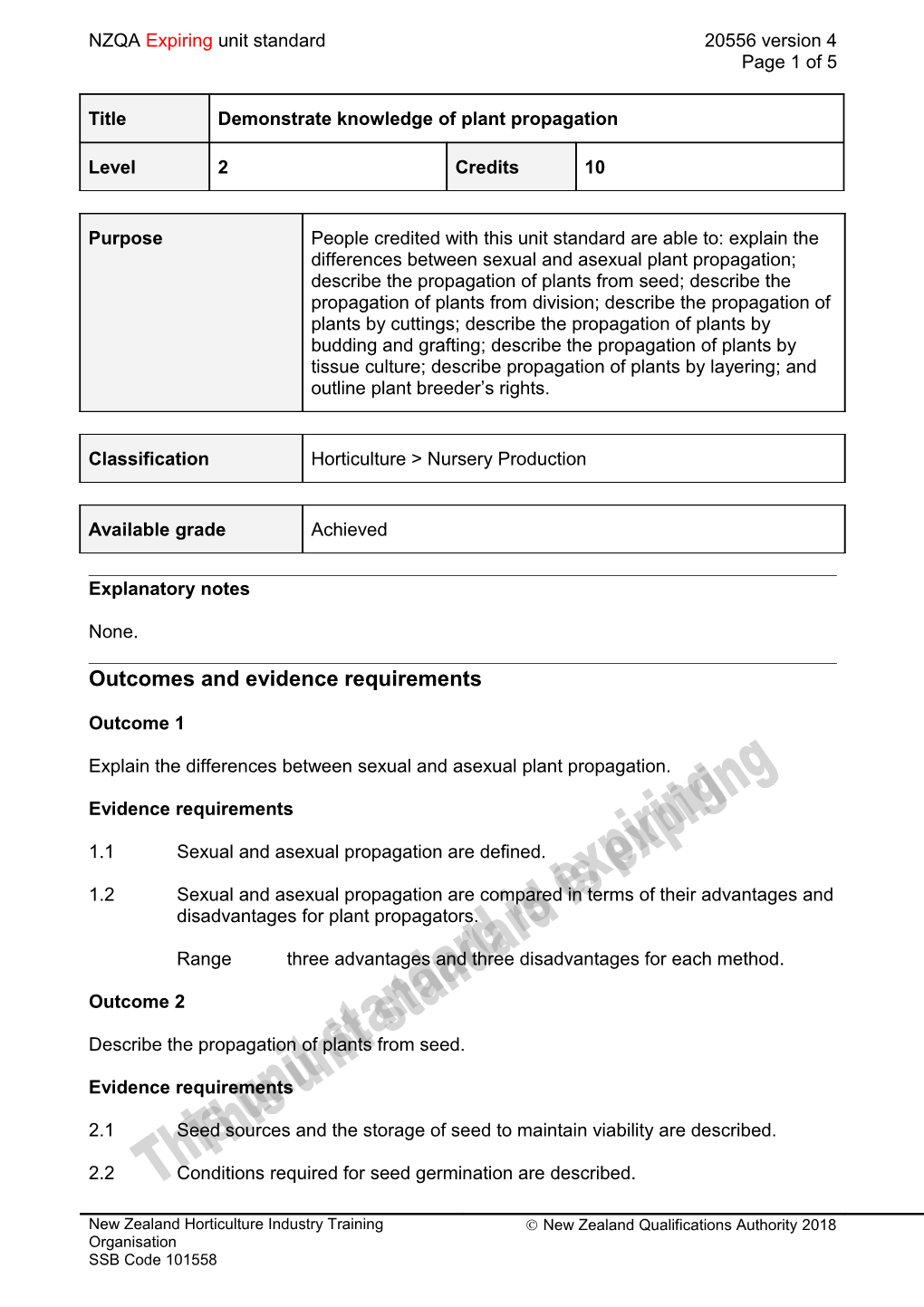 20556 Demonstrate Knowledge of Plant Propagation