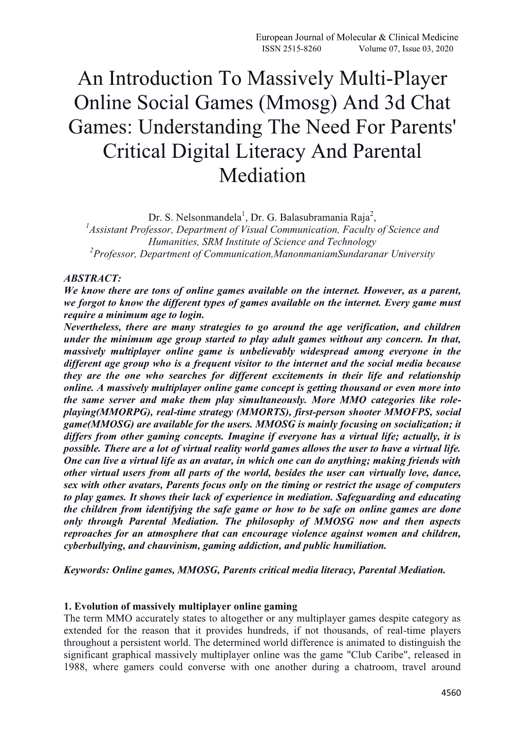 Mmosg) and 3D Chat Games: Understanding the Need for Parents' Critical Digital Literacy and Parental Mediation
