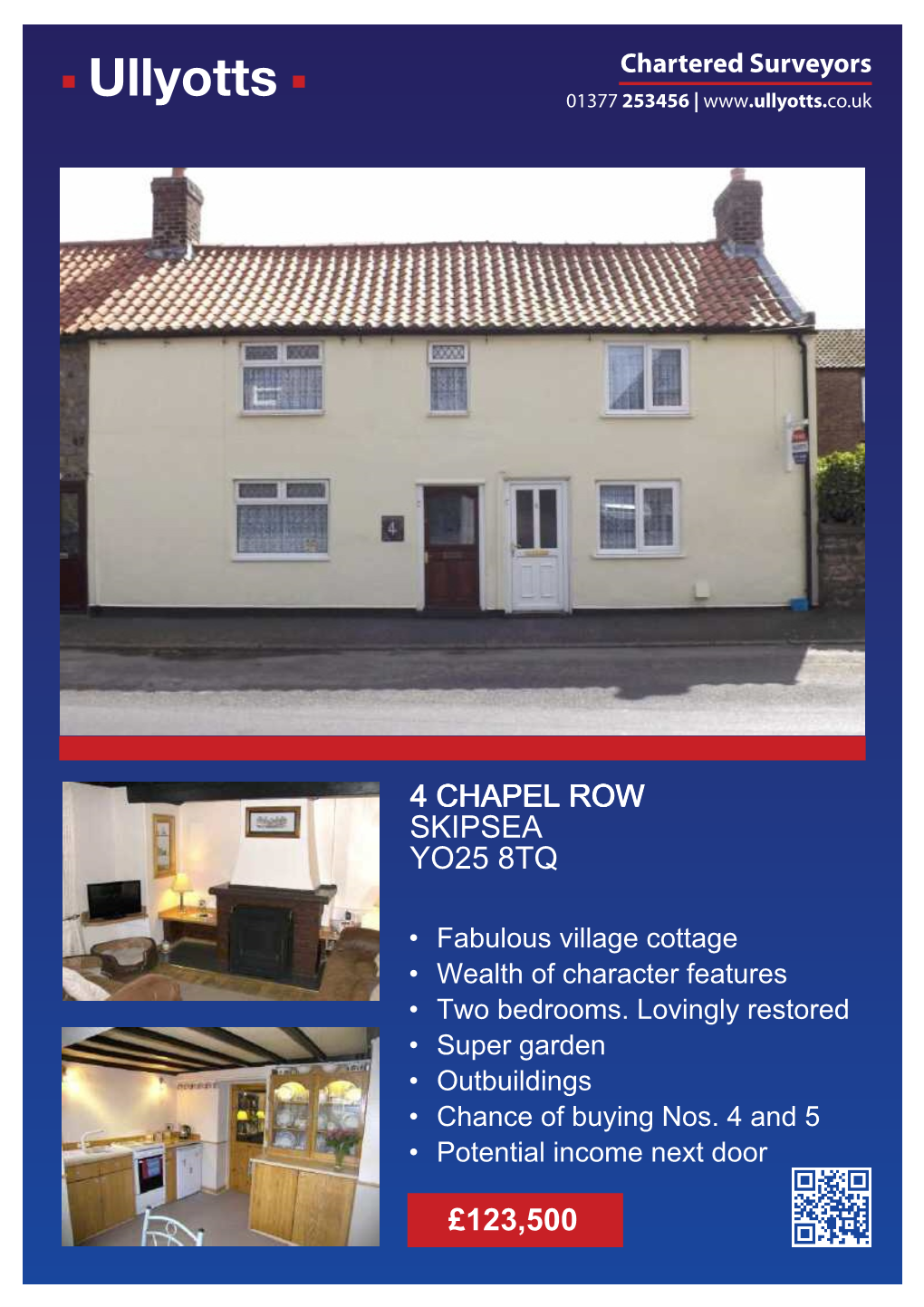 £123,500 4 Chapel Row Skipsea Yo25