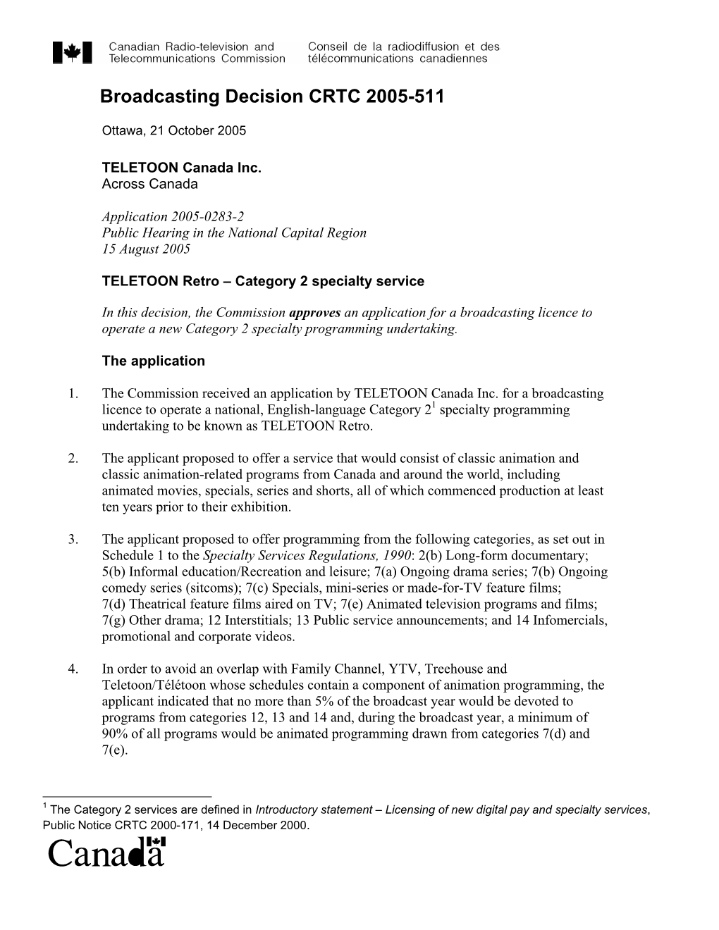 Broadcasting Decision CRTC 2005-511