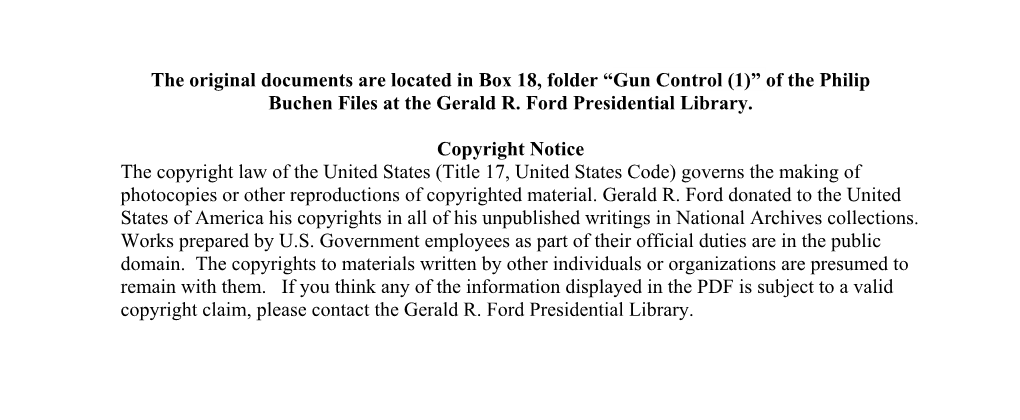 Gun Control (1)” of the Philip Buchen Files at the Gerald R