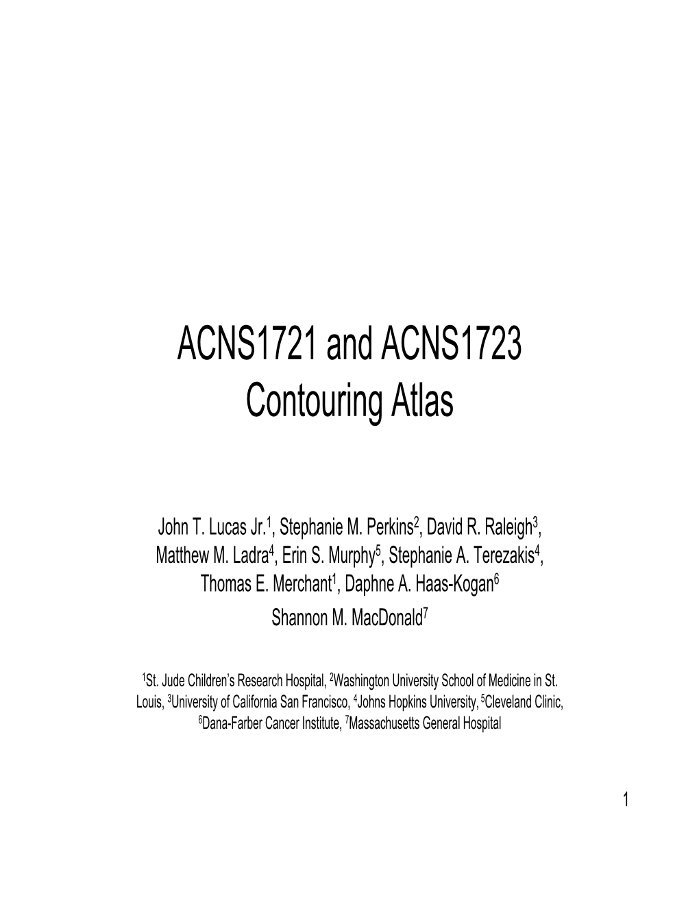 ACNS1721 and ACNS1723 Contouring Atlas