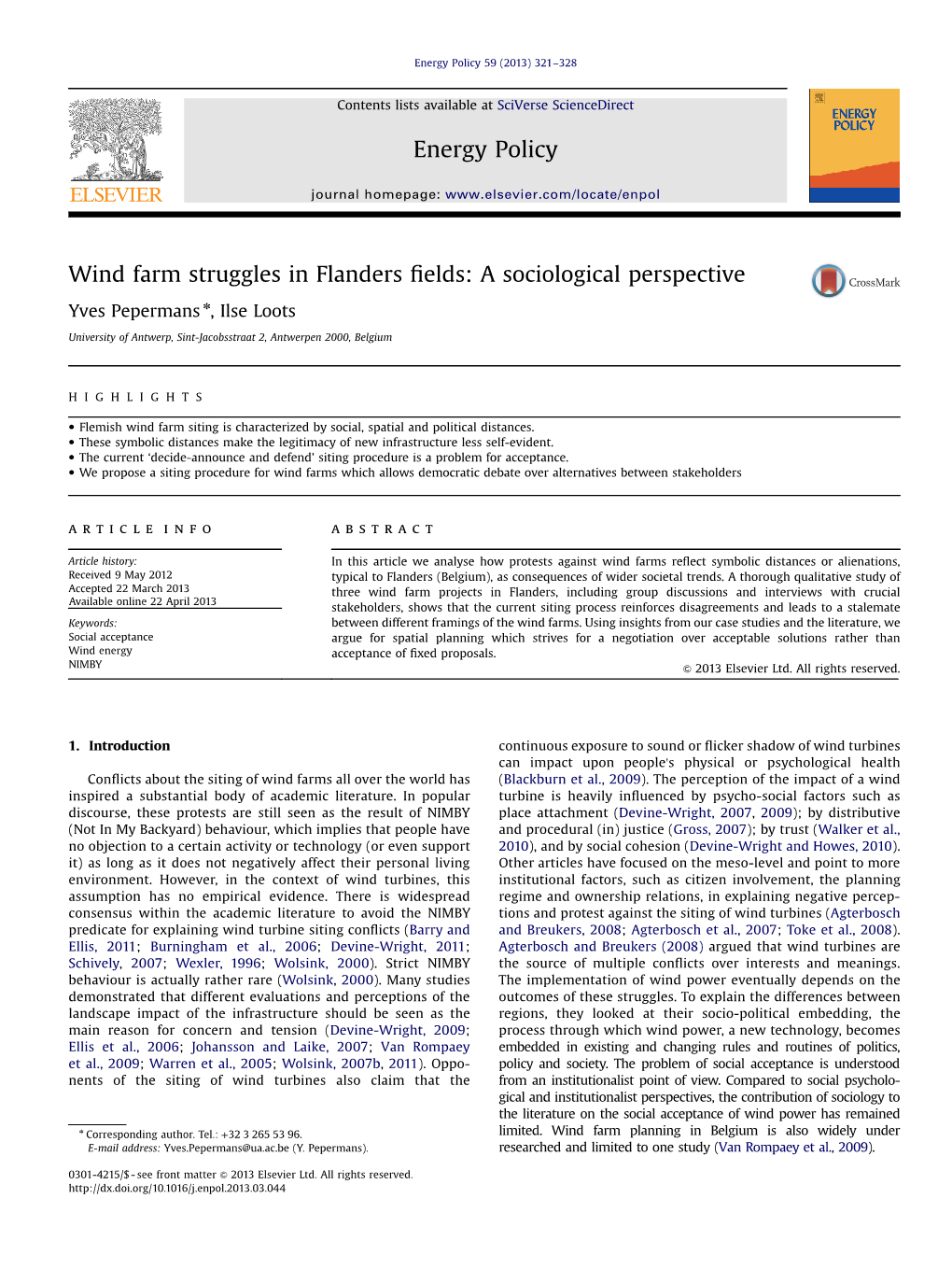 Wind Farm Struggles in Flanders Fields a Sociological Perspective