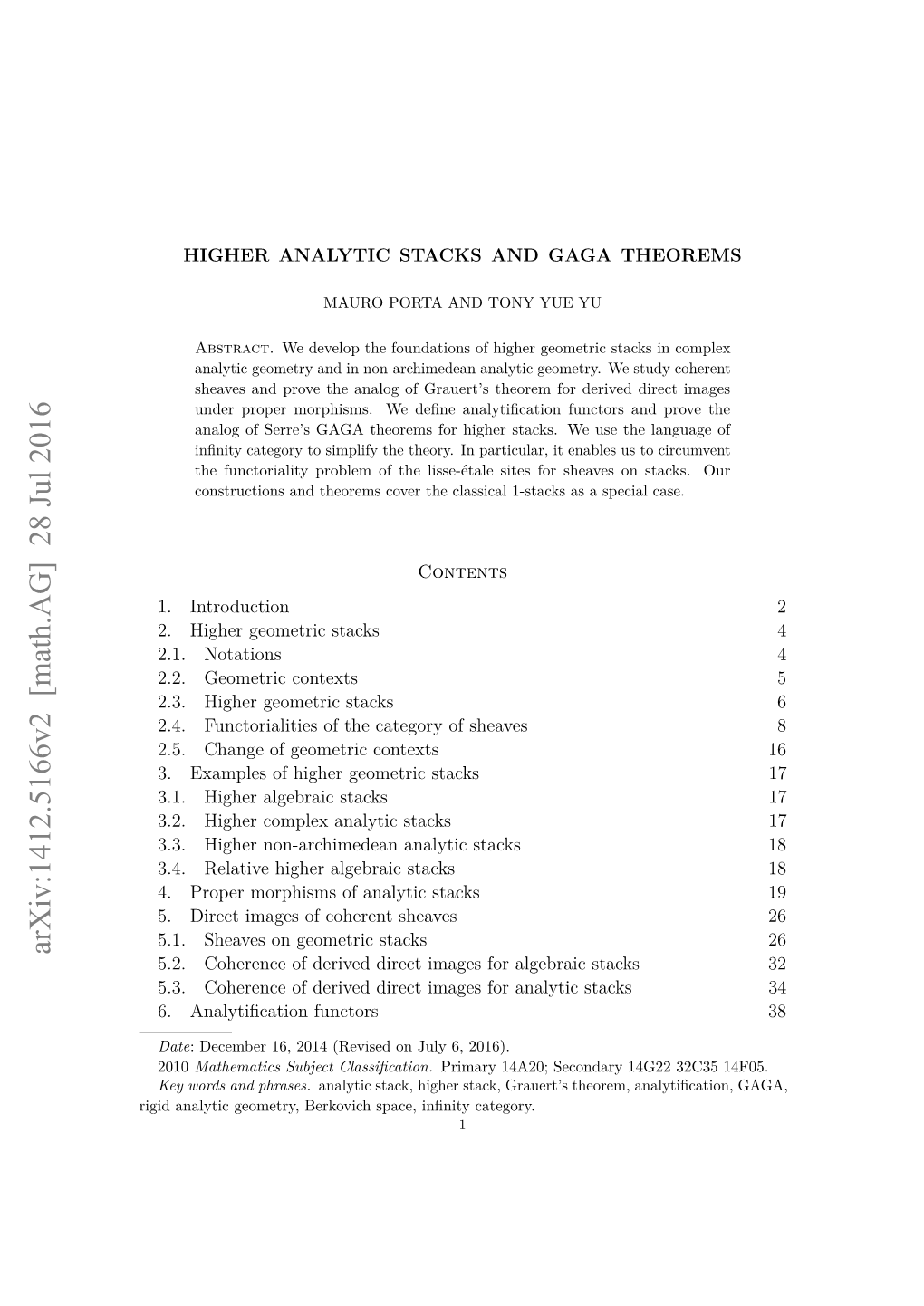 Higher Analytic Stacks and Gaga Theorems