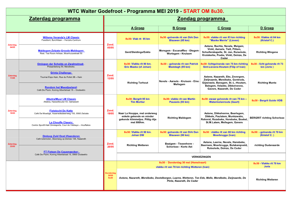 Rittenprogramma Mei 2019.Xlsx