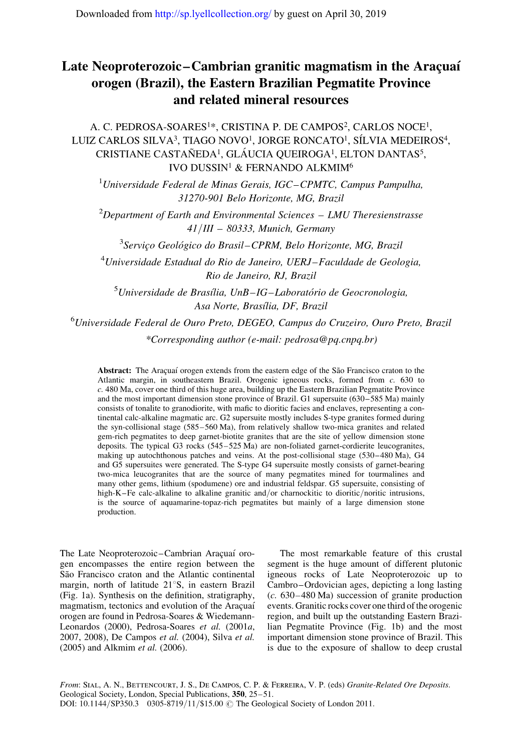 Brazil), the Eastern Brazilian Pegmatite Province and Related Mineral Resources