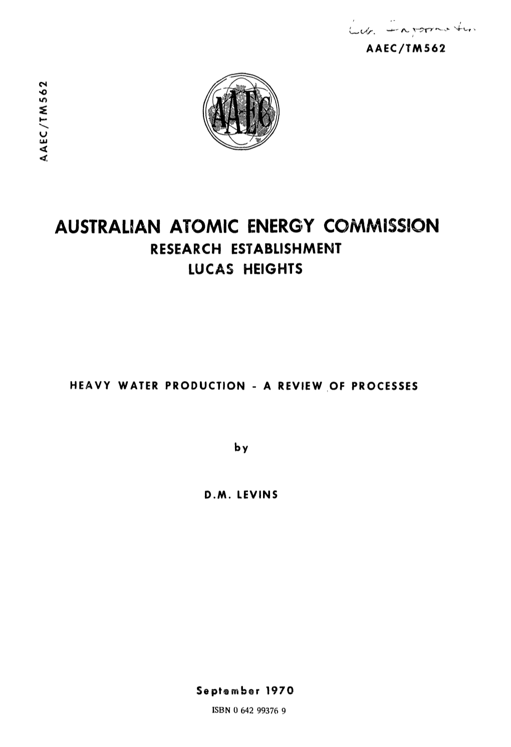 Australian Atomic Energy Commission Research Establishment Lucas Heights